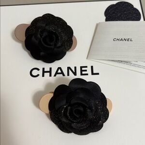 Authentic Mini Chanel Camellia Flower hair clip set
